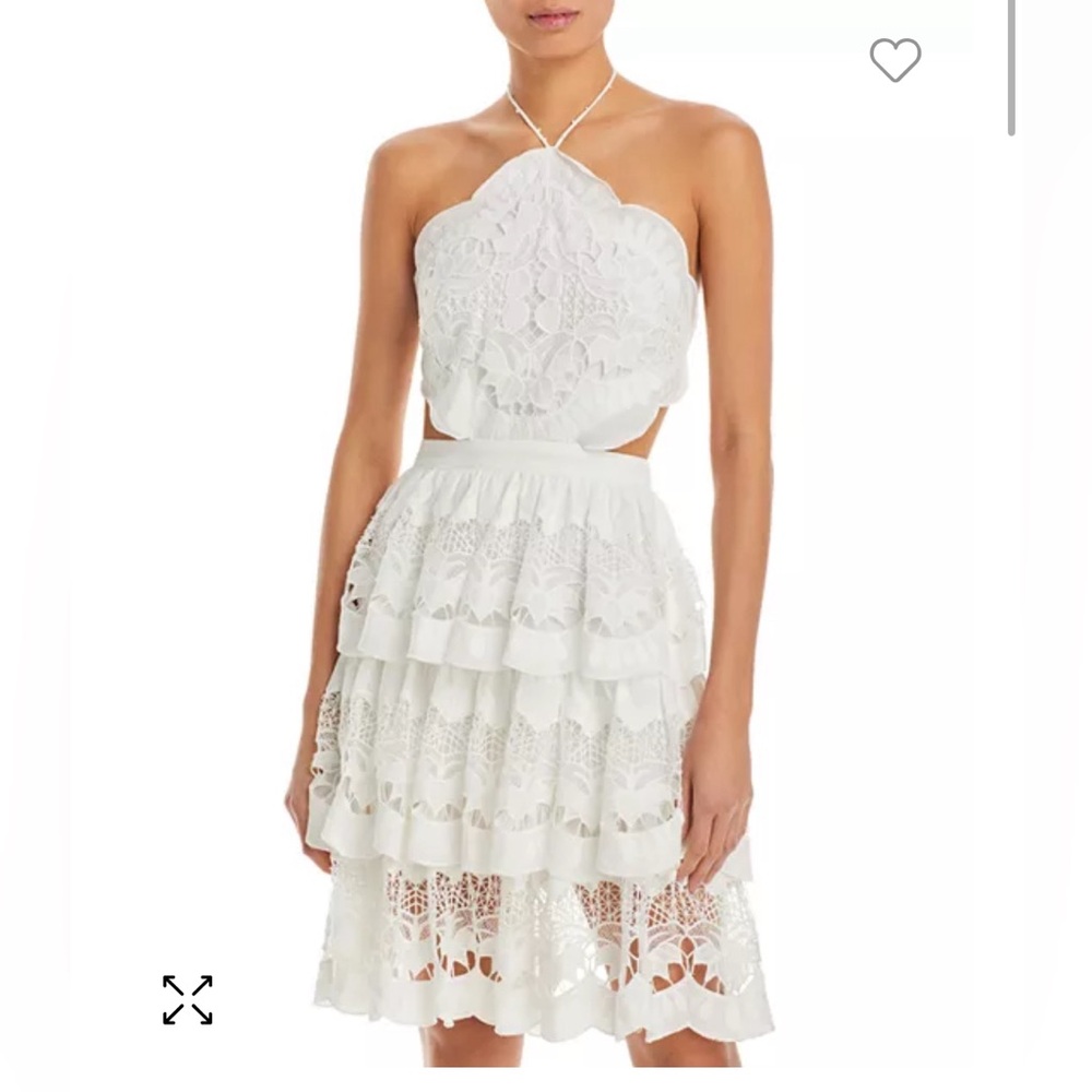 FARM Rio Richilier Lace Tiered Halter Midi Dress